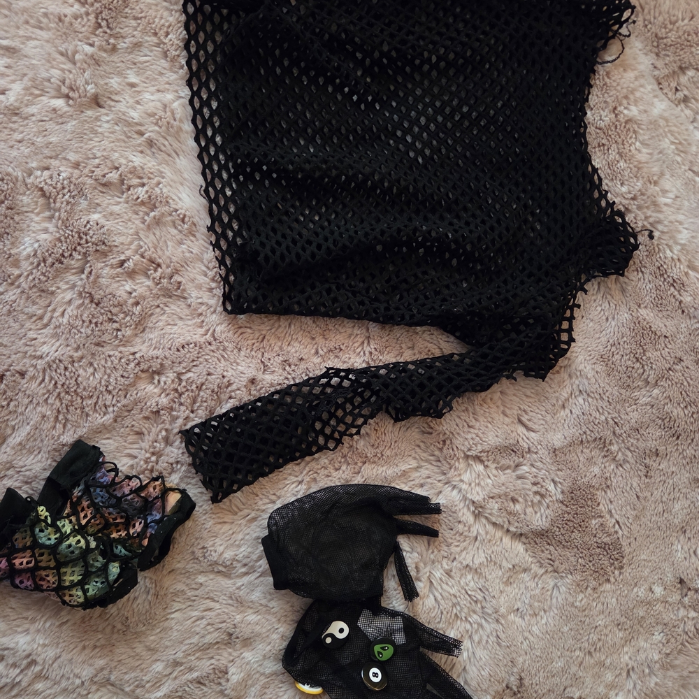 Black Fishnet Top with Accessories